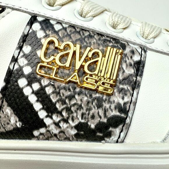 NWT Roberto Cavalli “Cavalli Class” logo hardware white low top sneaker Size 39 - Picture 5 of 16